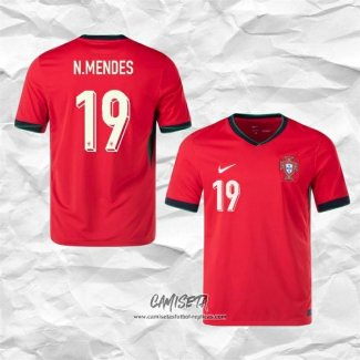 Primera Camiseta Portugal Jugador N.Mendes 2024