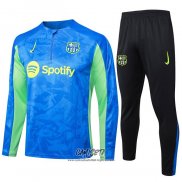 Chandal de Sudadera del Barcelona 2024-2025 Azul y Verde