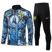 Chandal de Sudadera del Brasil Jesus 2024-2025 Nino Azul