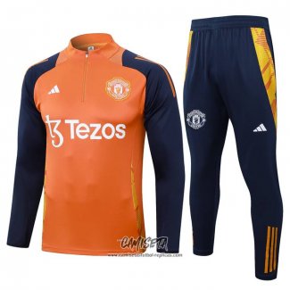 Chandal de Sudadera del Manchester United 2024-2025 Nino Naranja