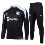 Chandal de Sudadera del Barcelona 2024-2025 Nino Negro y Gris