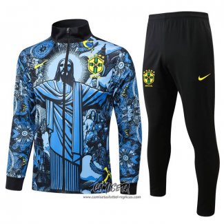 Chandal de Chaqueta del Brasil Jesus 2024-2025 Nino Azul