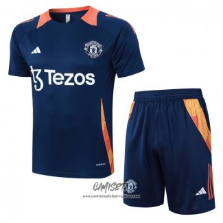 Chandal del Manchester United 2024-2025 Manga Corta Azul - Pantalon Corto