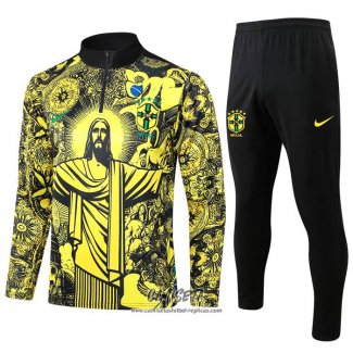 Chandal de Sudadera del Brasil Jesus 2024-2025 Nino Amarillo