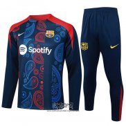 Chandal de Sudadera del Barcelona 2024-2025 Nino Azul y Rojo