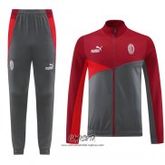 Chandal de Chaqueta del AC Milan 2024-2025 Rojo Gris