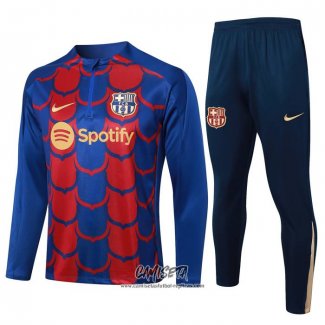 Chandal de Sudadera del Barcelona 2024-2025 Nino Azul y Rojo