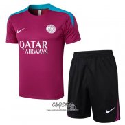 Chandal del Paris Saint-Germain 2024-2025 Manga Corta Purpura - Pantalon Corto