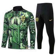 Chandal de Sudadera del Brasil Jesus 2024-2025 Nino Verde