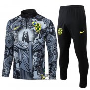 Chandal de Sudadera del Brasil Jesus 2024-2025 Nino Negro