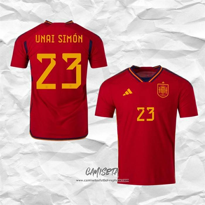 Niño Camiseta España Unai Simon #23 Rojo 1ª Equipación 22-24 La Camisa